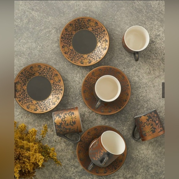 TURKISH PORCELAIN ESPRESSO CUP SET OF 6 KARACA /CHARLES - Picture 7 of 11